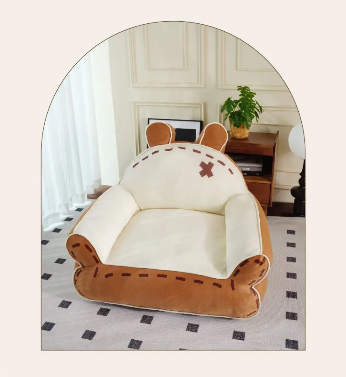 "Bear-Themed Pet Furniture by PawsCube | Washable Sofa for Dogs/Cats, Blends with Any Home Decor Style!"